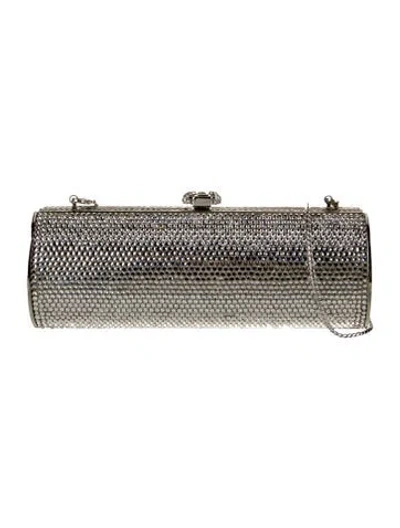 Pre-owned Judith Leiber Crystal Minaudière In Transparent
