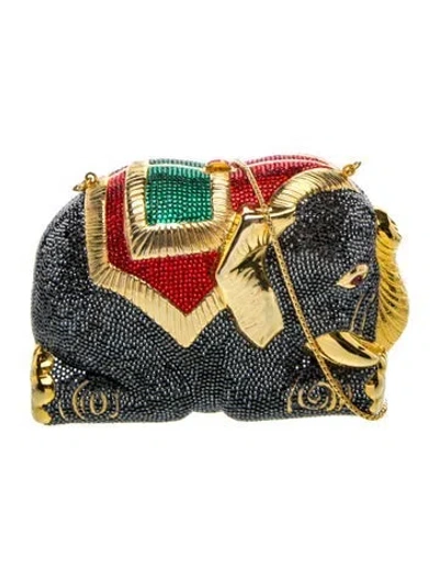 Pre-owned Judith Leiber Crystal Minaudière Vintage In Gold