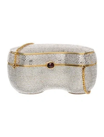 Pre-owned Judith Leiber Crystal Minaudière Vintage In Silver