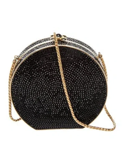 Pre-owned Judith Leiber Crystal Minaudière W/ Tags In Black