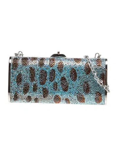 Pre-owned Judith Leiber Crystal Minaudière W/ Tags In Blue