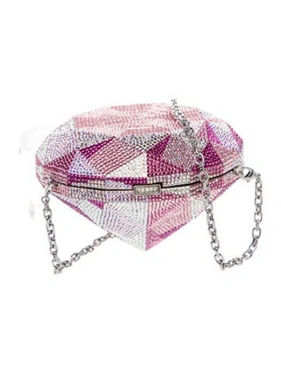 Pre-owned Judith Leiber Crystal Minaudière W/ Tags In Pink
