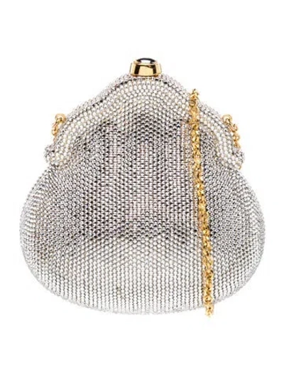 Pre-owned Judith Leiber Crystal Minaudière W/ Tags In Silver