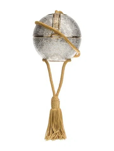 Pre-owned Judith Leiber Crystal Minaudière In White