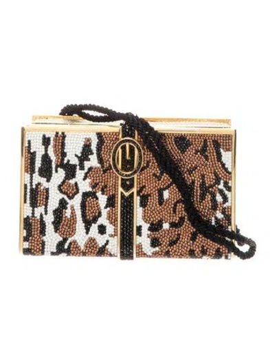 Pre-owned Judith Leiber Crystal Minaudière In White