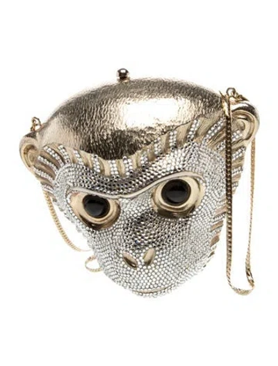 Pre-owned Judith Leiber Crystal Monkey In Silver