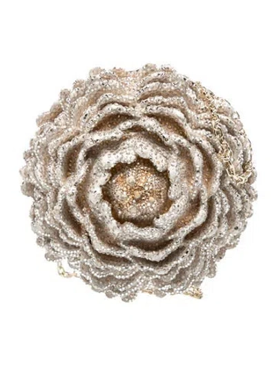 Pre-owned Judith Leiber Crystal Peony Halcyon Hill In Neutral