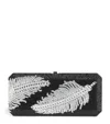 Judith Leiber Crystal Plume Slim Rectangle Clutch Bag In Black
