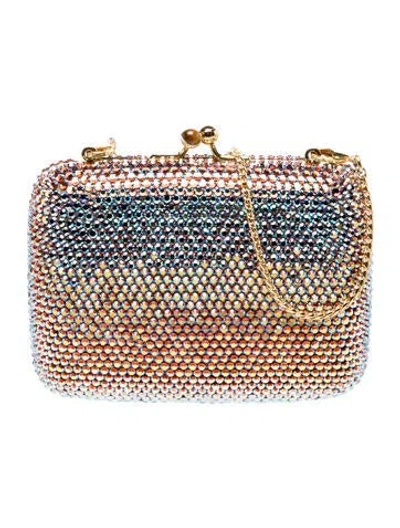 Pre-owned Judith Leiber Crystal Printed Pouch In Gold