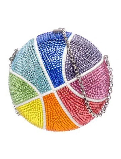 Pre-owned Judith Leiber Crystal Rainbow Basketball In Multi