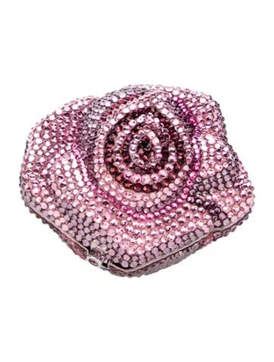 Pre-owned Judith Leiber Crystal Rose Minaudiere