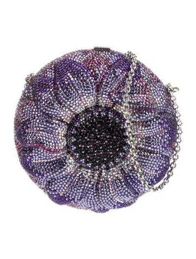 Pre-owned Judith Leiber Crystal Shoulder Bag In Purple