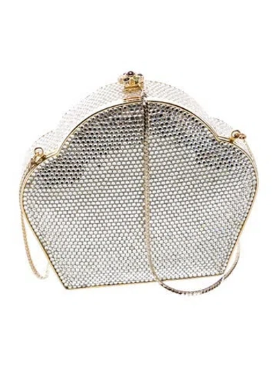 Pre-owned Judith Leiber Crystal Shoulder Bag In Silver