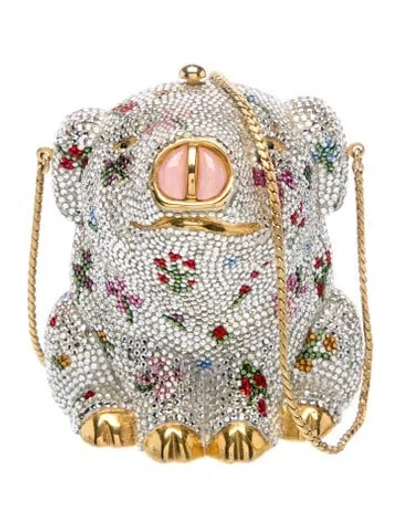 Pre-owned Judith Leiber Crystal Shoulder Bag In Silver