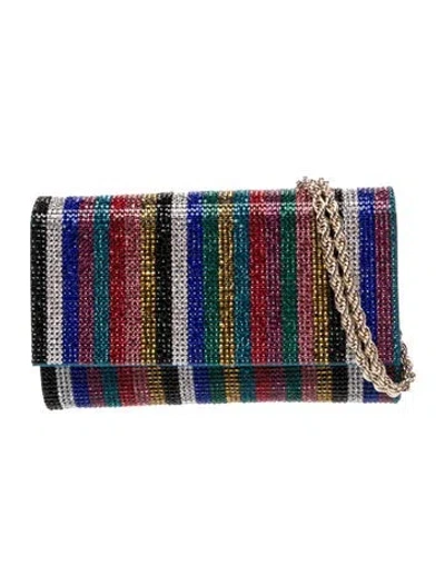 Pre-owned Judith Leiber Crystal Shoulder Bag W/ Tags In Blue