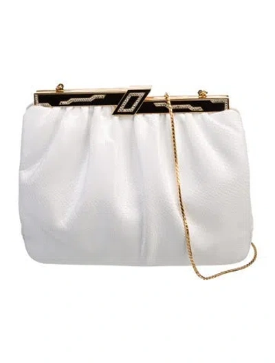 Pre-owned Judith Leiber Crystal Shoulder Bag In White