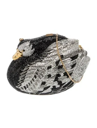 Pre-owned Judith Leiber Crystal Swan In Black/silver