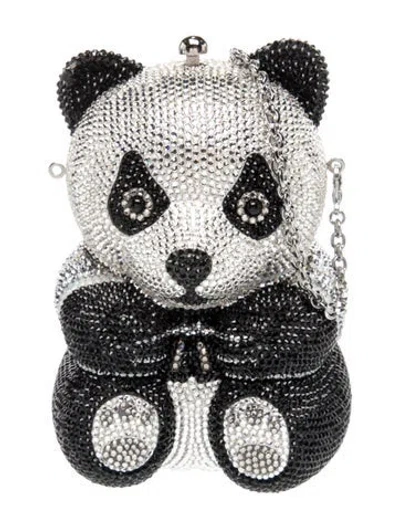 Pre-owned Judith Leiber Crystal Teddy Bear Ling In Black