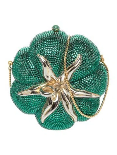 Pre-owned Judith Leiber Crystal Tomato Minaudière In Green