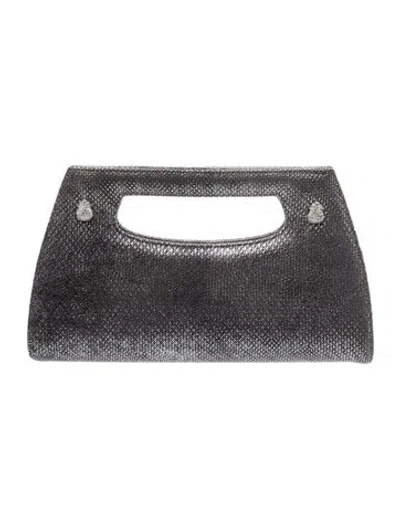 Pre-owned Judith Leiber Crystal Top Handle Bag In Gray