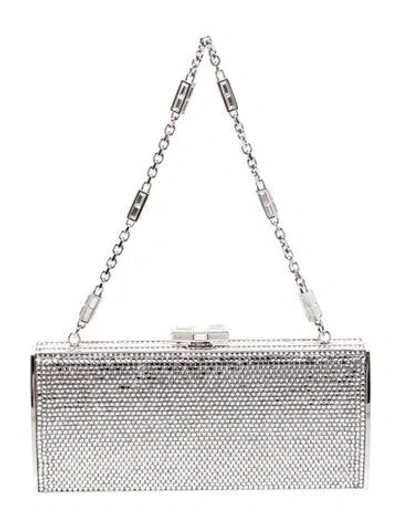 Pre-owned Judith Leiber Crystal Top Handle Bag In Silver
