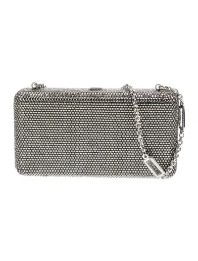 Pre-owned Judith Leiber Crystal Top Handle Bag In Silver