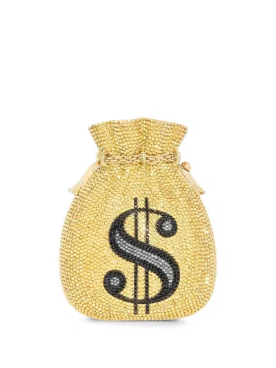 Judith Leiber Crystal-embellished Dollar-sign Cluth Bag In Gold