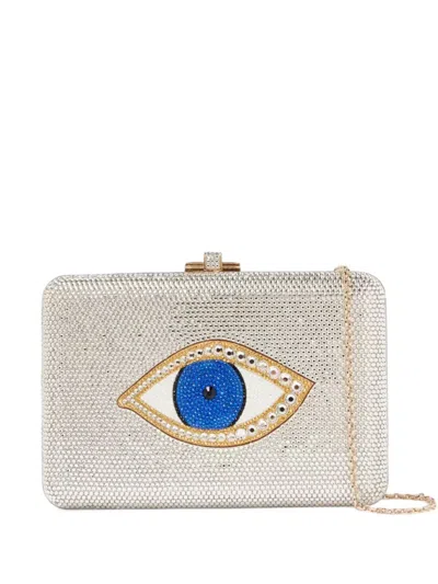 Judith Leiber Crystal-embellished Evil Eye Clutch Bag In Gray