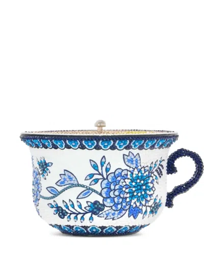 Judith Leiber Crystal-embellished Floral-print Clutch Bag In Blue