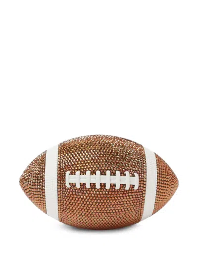 Judith Leiber Crystal-embellished Football Clutch Bag In Brown