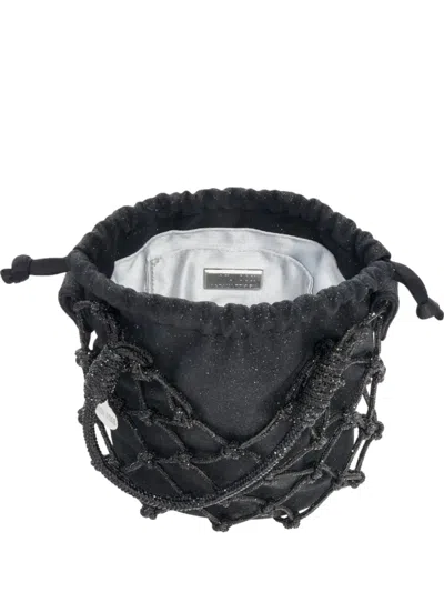 Judith Leiber Crystal-embellished Netted Bucket Bag In Black