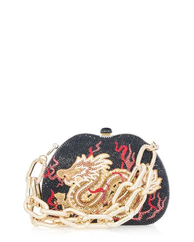 Judith Leiber Curved Pouch Dragon's Fire Clutch In Brown
