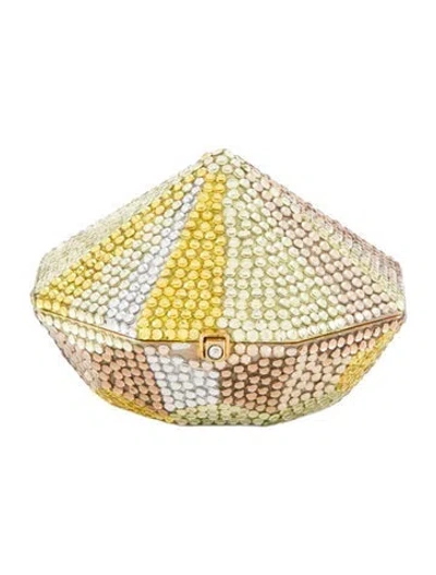 Pre-owned Judith Leiber Diamond Catchall Box W/ Tags In Silver