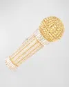 Judith Leiber Diva Microphone Crystal Clutch Bag In Silver Aurum