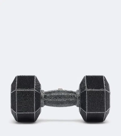 Judith Leiber Dumbbell Crystal-embellished Clutch In Black