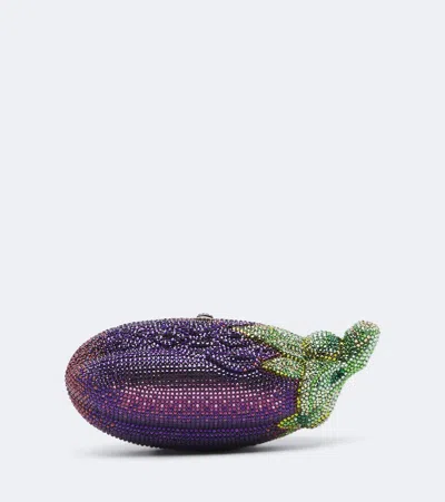 Judith Leiber Eggplant Crystal-embellished Clutch In Purple