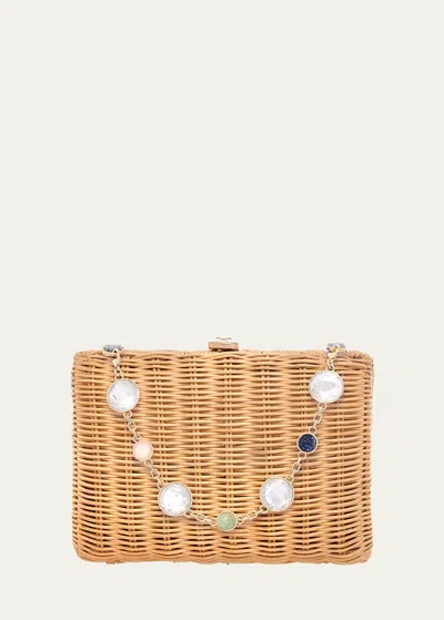 Judith Leiber Embellished Basket Clutch Bag In Champagne Natural