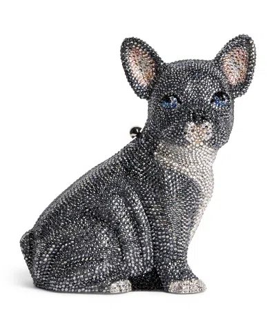 Judith Leiber Embellished French Bulldog Louie Clutch In Grey