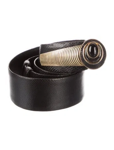 Pre-owned Judith Leiber Embossed Leather Belt In Black