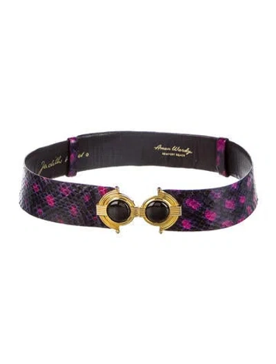 Pre-owned Judith Leiber Embossed Leather Belt In Purple