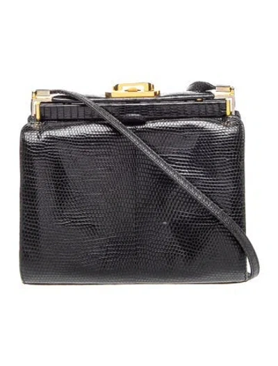 Pre-owned Judith Leiber Embossed Leather Crossbody Bag Small In Black