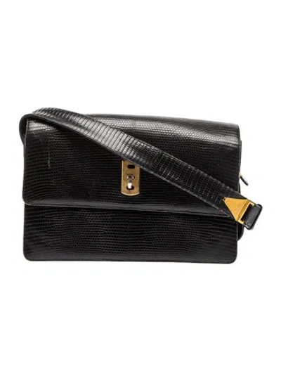 Pre-owned Judith Leiber Embossed Leather Crossbody Bag Vintage In Black