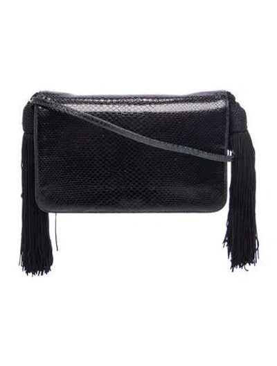 Pre-owned Judith Leiber Embossed Leather Crossbody Bag Vintage In Blue