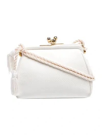 Pre-owned Judith Leiber Embossed Leather Crossbody Bag In White