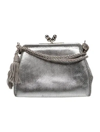 Pre-owned Judith Leiber Embossed Leather Evening Bag