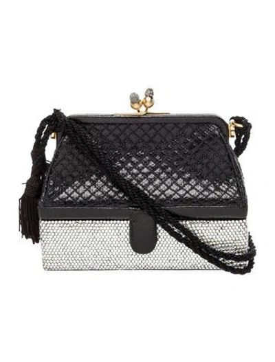 Pre-owned Judith Leiber Embossed Leather Evening Bag In Black