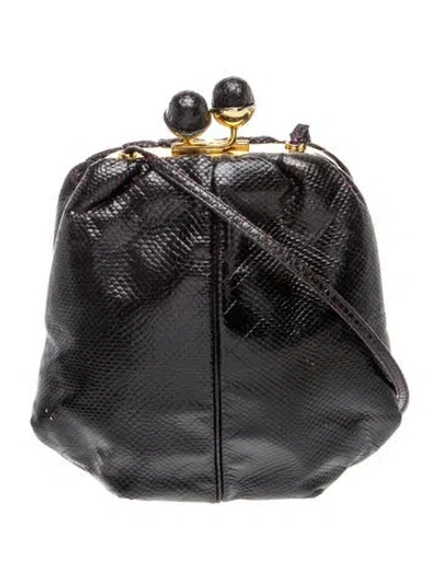 Pre-owned Judith Leiber Embossed Leather Evening Bag In Black