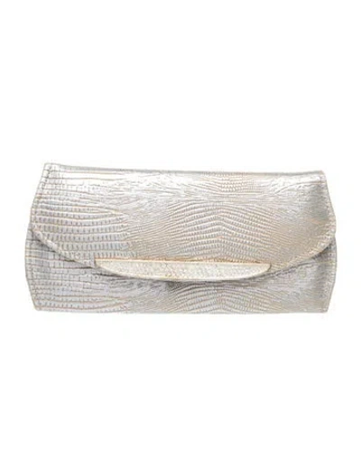Pre-owned Judith Leiber Embossed Leather Evening Bag In Blue