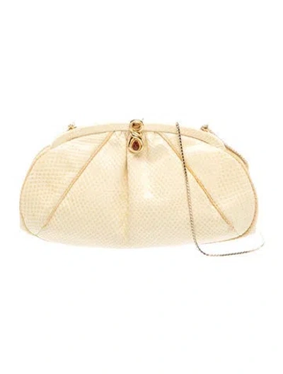 Pre-owned Judith Leiber Embossed Leather Evening Bag In Gold/neutrals