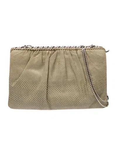 Pre-owned Judith Leiber Embossed Leather Evening Bag Vintage In Neutrals